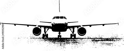 Abstract high contrast airplane fuselage with rivet line in stencil style for design concepts