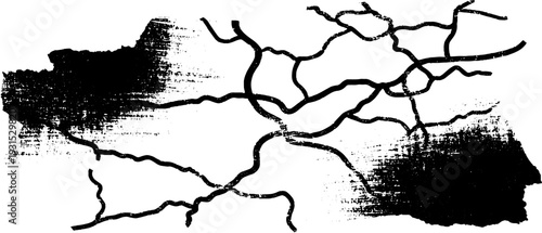 Abstract road trip map with high contrast stencil style design