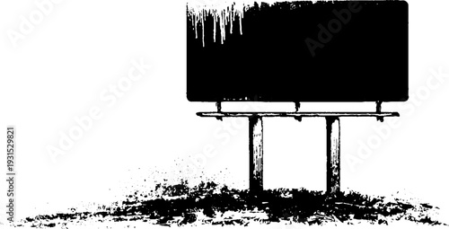 Abstract frost rime on road sign in high contrast stencil style for design and art projects