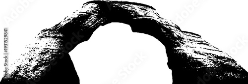 Stencil style rock arch with keystone curve in high contrast design for wall art