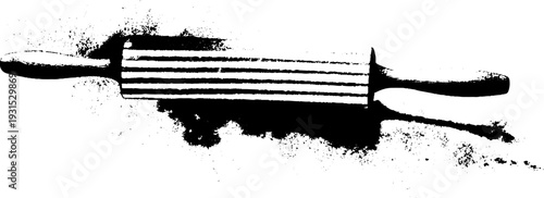 High contrast stencil style rolling pin with flour dust for baking design