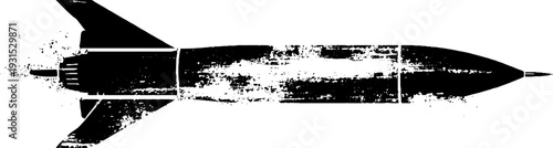Abstract high contrast rocket silhouette stencil design for space themed projects