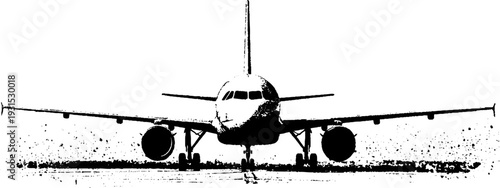 Abstract safety card icon of airplane in high contrast stencil style