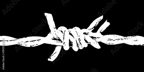 High contrast abstract barbed wire twist design for industrial decor