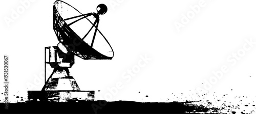 High contrast satellite messenger antenna stencil design for technology illustrations