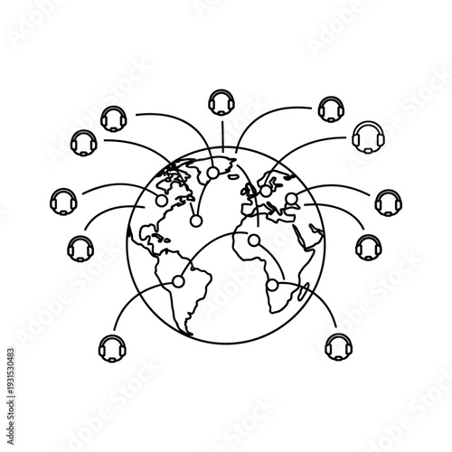 Global Network Connection Illustration with People Icons.