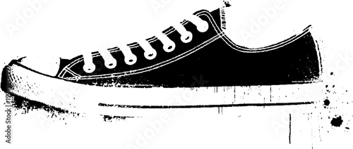 Abstract sneaker sole stencil with water spray and high contrast design for urban art projects
