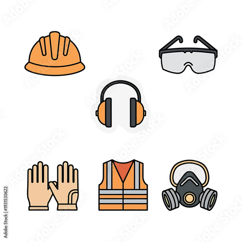 Set of Safety Equipment and Protective Gear.