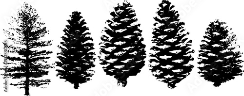 Abstract high contrast spruce cone scales stencil design for nature art