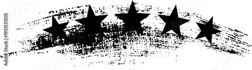 Grunge abstract star rating icon with stencil style design