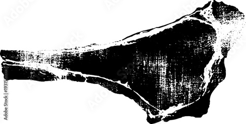 Abstract high contrast steak cut silhouette stencil design for culinary art and posters