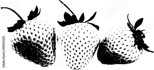 Abstract high contrast stencil of strawberries close up design