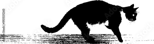 Stray cat silhouette stencil abstract design for posters and décor