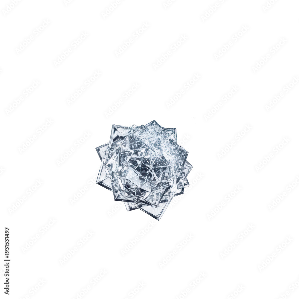 Naklejka premium Abstract crystal geometric shape with water droplets