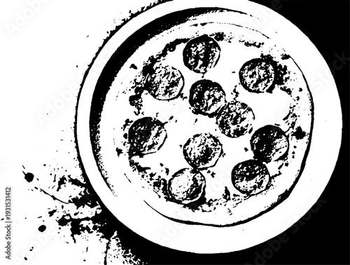 High contrast street food tray in stencil style - top view