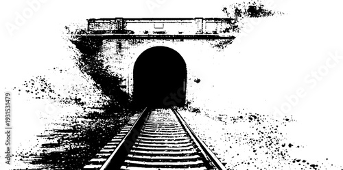 High contrast abstract subway entrance stencil design for urban decor