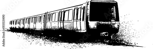 Urban transportation abstract stencil of subway train front in high contrast
