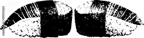 Abstract stencil style sushi nigiri pair for japanese cuisine design