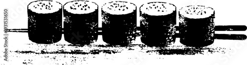 High contrast abstract sushi roll silhouette for design and decor