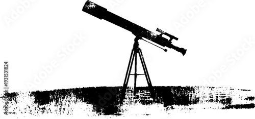 Abstract telescope silhouette in high contrast stencil style for design