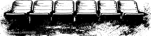 Vintage theater seat row in stencil style for artistic design