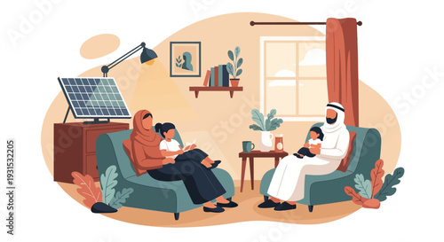 Family Relaxing Together at Home Comfortably.