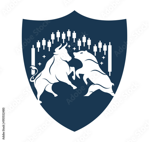 Bear and bull vector logo design players on Exchange and traders on a stock market