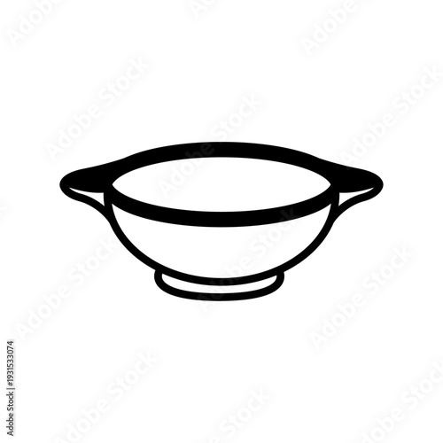 Illustration vectorielle minimaliste d’un bol breton traditionnel en dessin au trait noir et blanc. Symbole emblématique de la culture et de la gastronomie bretonne.