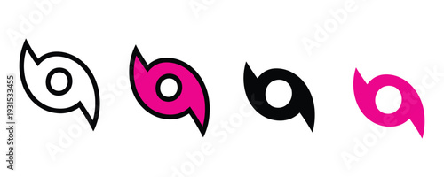 Hurricane and wind swirl icon set. Weather symbol for tropical storm warning, cyclone tracking, and natural disaster awareness design. Vector Illustration.