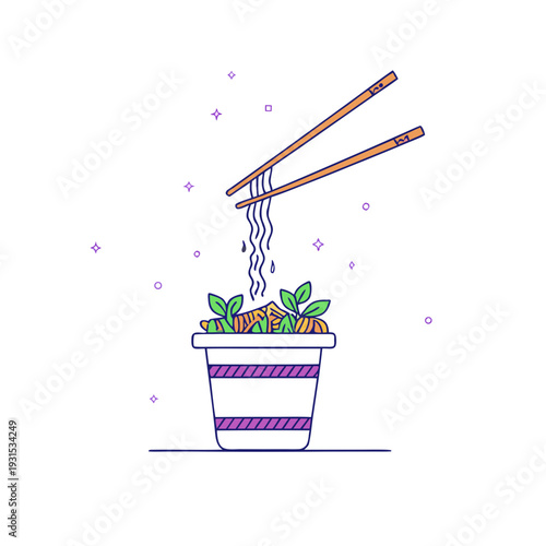 Instant Noodles Cup with Steam Vector Illustration
