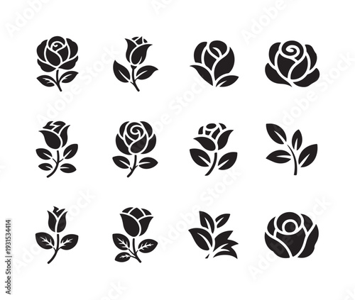 Simple line art corner accent featuring a delicate rose spiral and climbing leafy vine structure