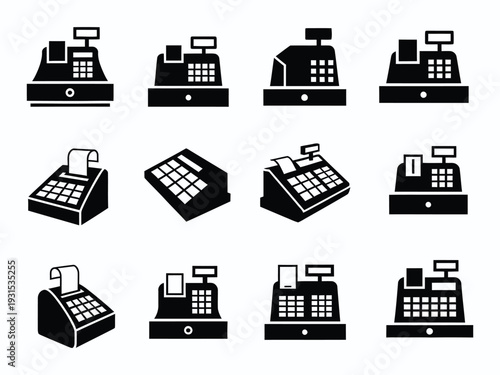 cash register icon silhouette vector illustration isolated
