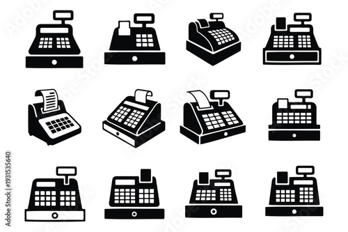 cash register icon silhouette vector illustration isolated
