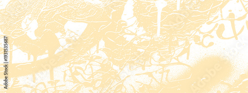 Pale yellow abstract background with chaotic paint drips and organic brush strokes