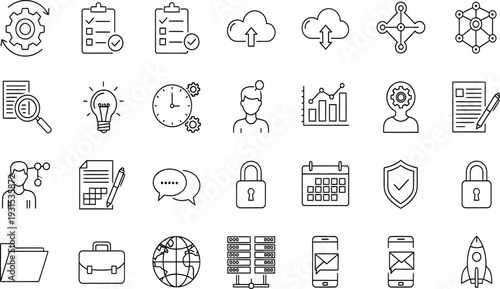 Business vector icon set for companies and finance concepts