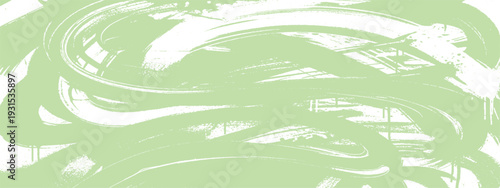 Light green abstract paint background with bold sweeping brush strokes and speckled texture