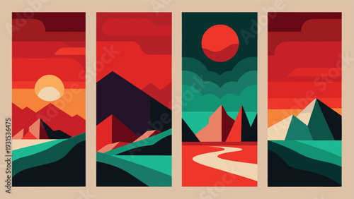 Vibrant abstract art showcasing dynamic shapes and bold color contrasts Vector