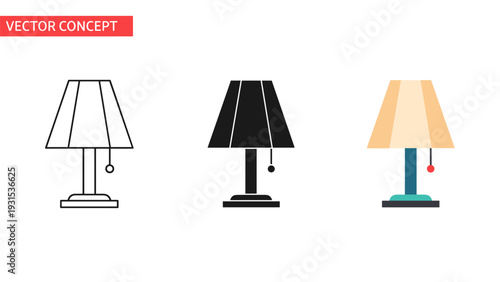 A set of three different lamp designs are shown Vector