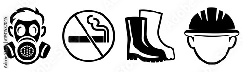 Workplace Safety Equipment Icons Protective Gear Symbol Set