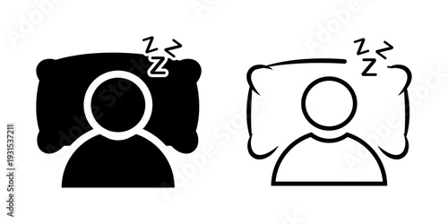 Sleep Rest Sleeping Person Icon Bedtime Symbol Set