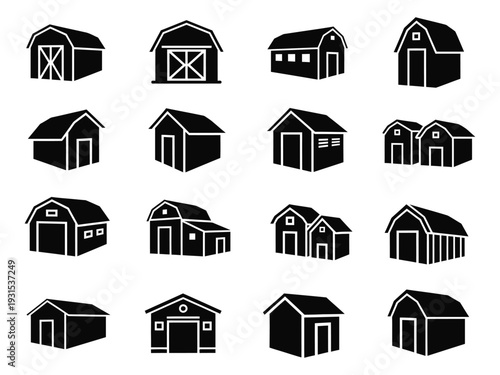 agricultural storage shed icon silhouette vector illustration isolated