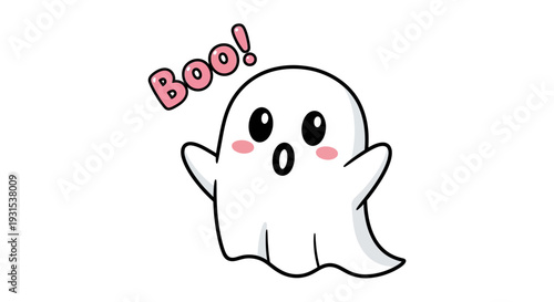 Cute Ghost "Boo!" Cartoon Character - Spooky Halloween Fun