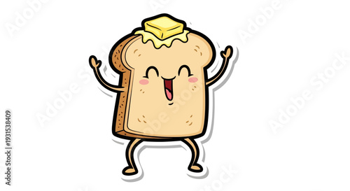 Happy Toast With Butter Cartoon Character Dancing