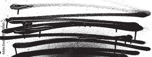 Black abstract spray paint lines and drips on white background. Energetic, bold graffiti style graphic element.