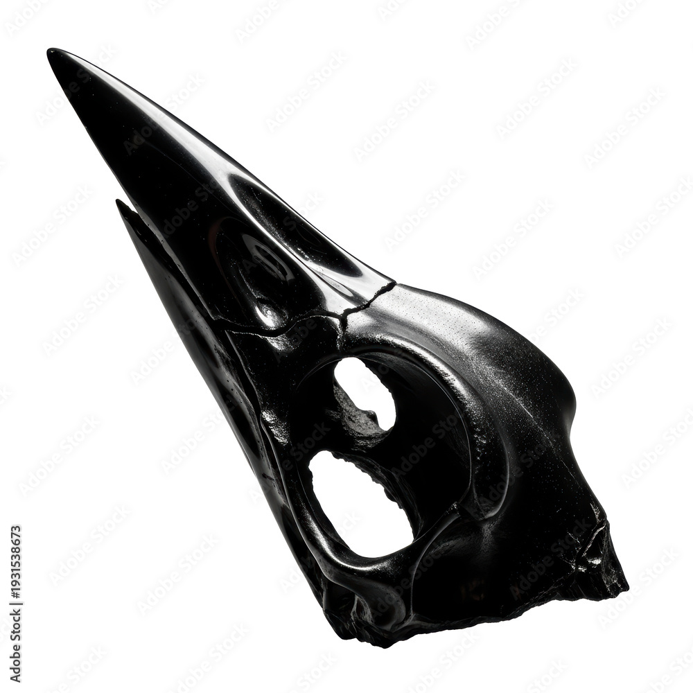 Fototapeta premium Black raven skull on black background