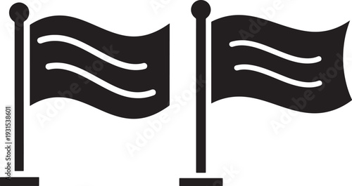 Two waving flags on flagpoles, symbolizing national identity, freedom, or events, perfect for graphic design and informational content.