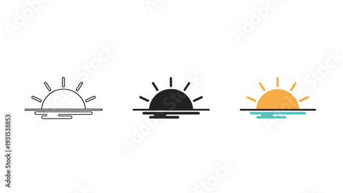 Three icons representing different times of day Vector