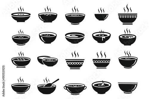 bowl of soup icon silhouette vector illustration isolated