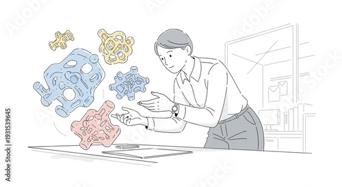 Scientist Examining Molecular Structures on Computer.