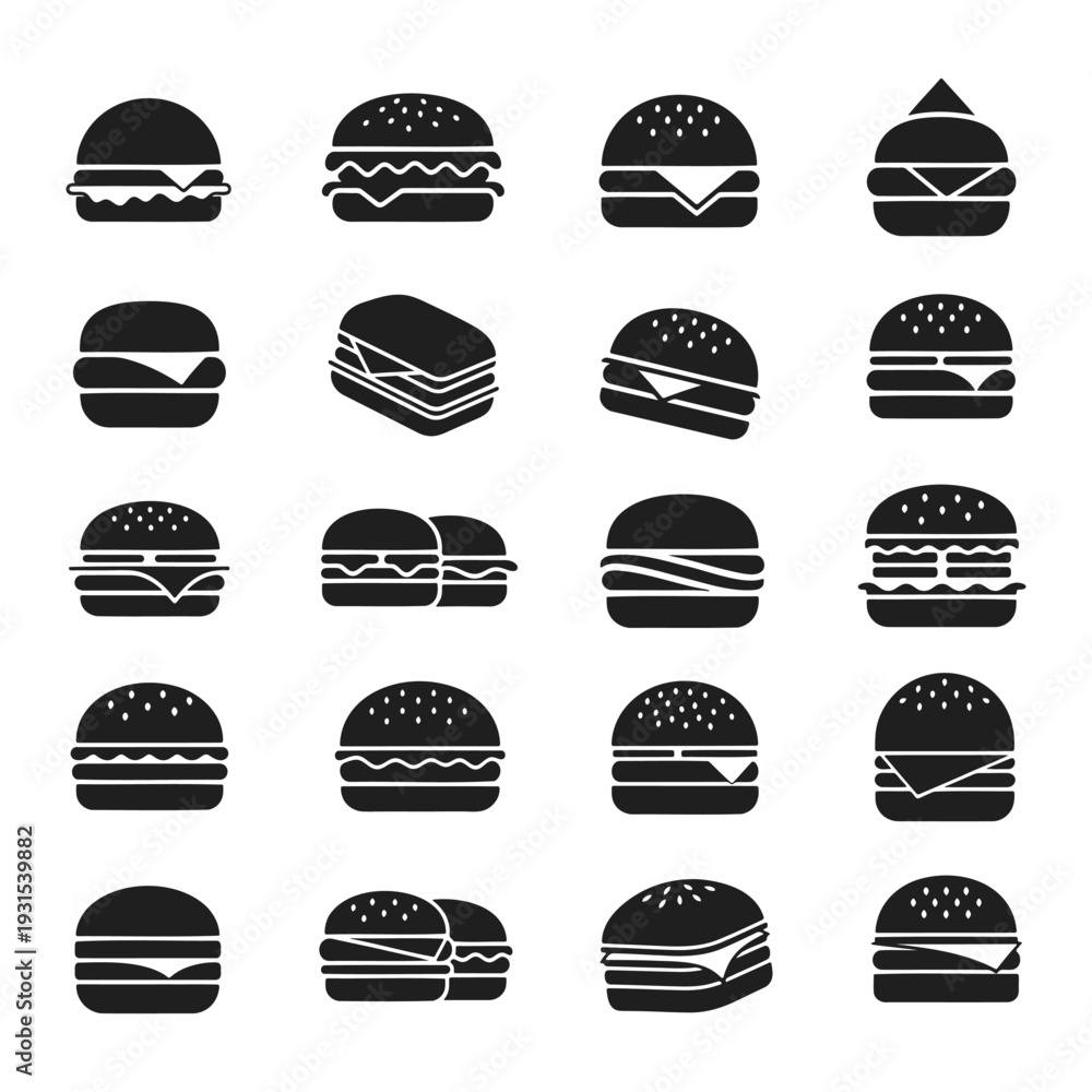 Fototapeta premium burger icon silhouette vector illustration isolated